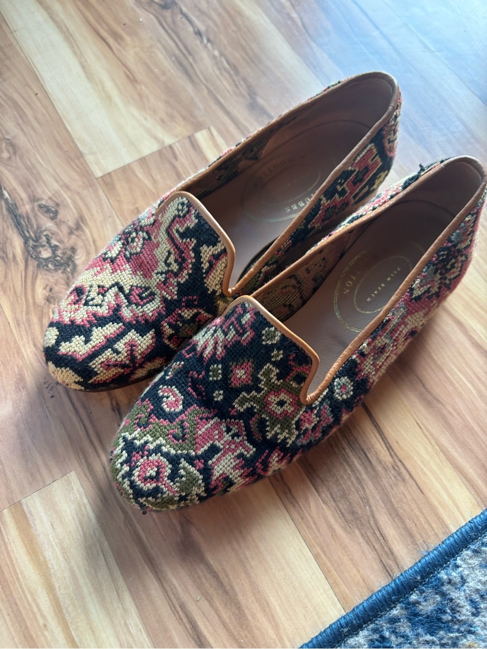 Stubbs & Wootton Multicolor Woven Floral Loafers - Pink, Black & Green